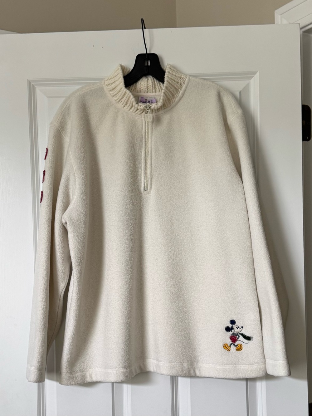 Disney Embroidered White 1/4 Zip Fleece